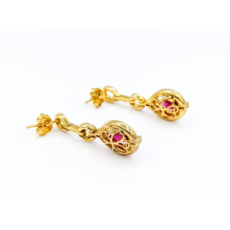 Earrings .89ctw Round Diamond 2.73ctw Ruby 14ky 620070012