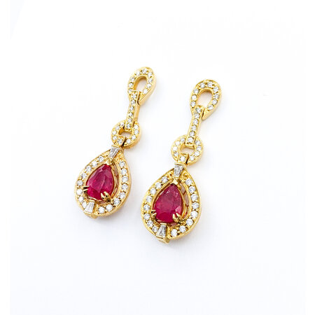 Earrings .89ctw Round Diamond 2.73ctw Ruby 14ky 620070012