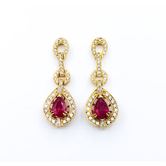 Earrings .89ctw Round Diamond 2.73ctw Ruby 14ky 620070012