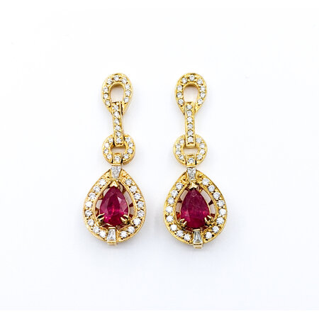 Earrings .89ctw Round Diamond 2.73ctw Ruby 14ky 620070012