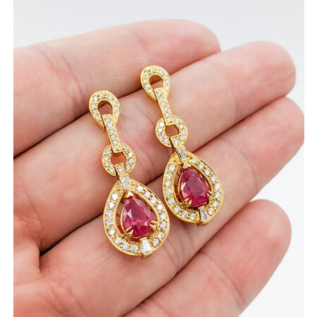 Earrings .89ctw Round Diamond 2.73ctw Ruby 14ky 620070012