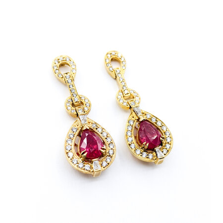 Earrings .89ctw Round Diamond 2.73ctw Ruby 14ky 620070012