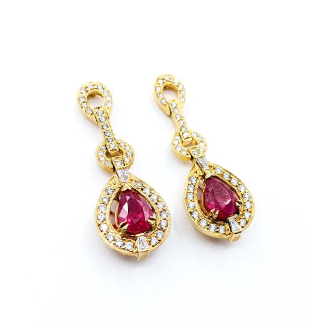 Earrings .89ctw Round Diamond 2.73ctw Ruby 14ky 620070012