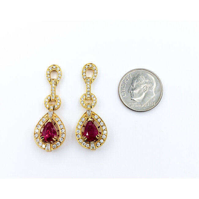 Earrings .89ctw Round Diamond 2.73ctw Ruby 14ky 620070012