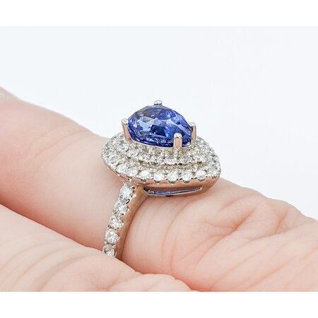 Ring .50ctw Round Diamonds 2.0ct Sapphire 18kw Sz6.5 222100044