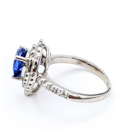 Ring .50ctw Round Diamonds 2.0ct Sapphire 18kw Sz6.5 222100044