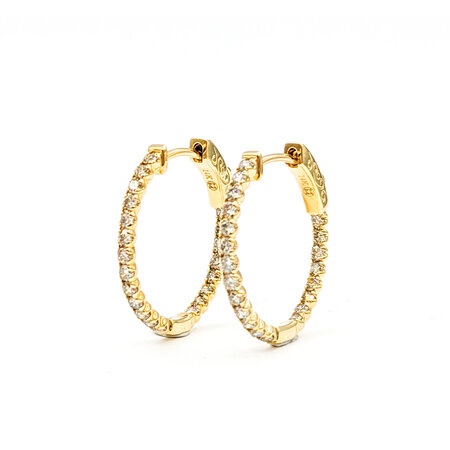 Earrings Hoop 1.00ctw Diamonds 14ky .9" 123060094