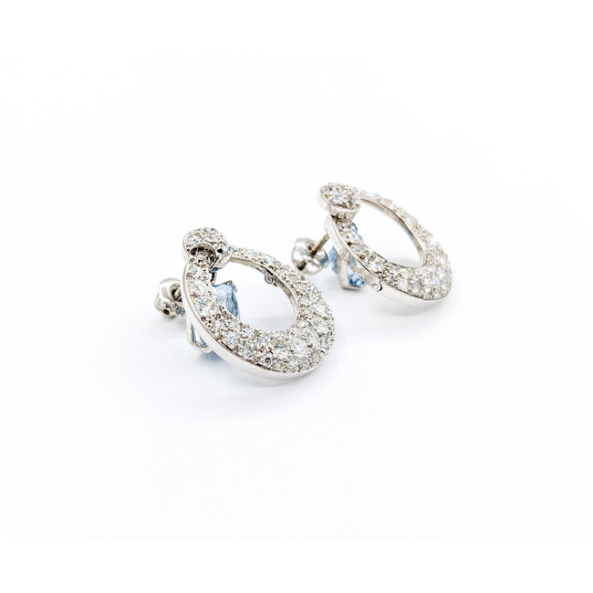Earrings 2.84ctw Diamonds 3.45ctw Aquamarine Plat/14k 222100091