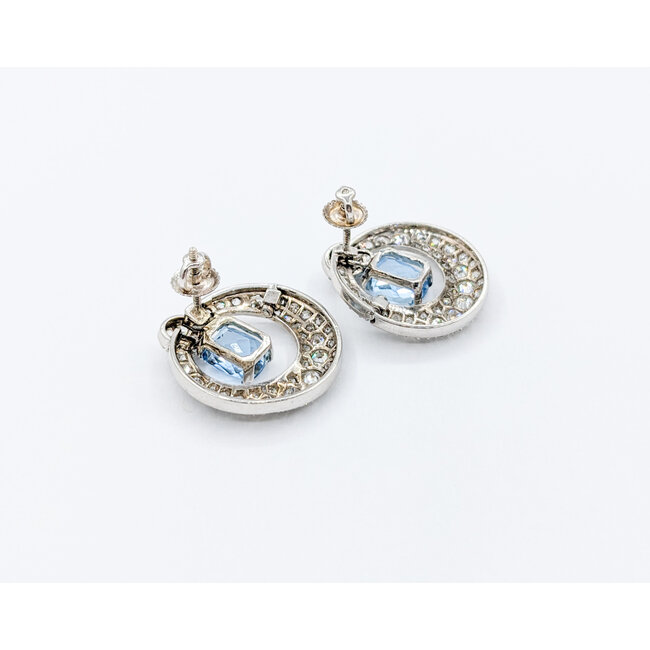 Earrings 2.84ctw Diamonds 3.45ctw Aquamarine Plat/14k 222100091