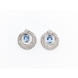  Earrings 2.84ctw Diamonds 3.45ctw Aquamarine Plat/14k 22100091
