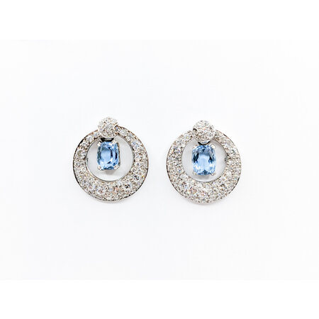 Earrings 2.84ctw Diamonds 3.45ctw Aquamarine Plat/14k 222100091