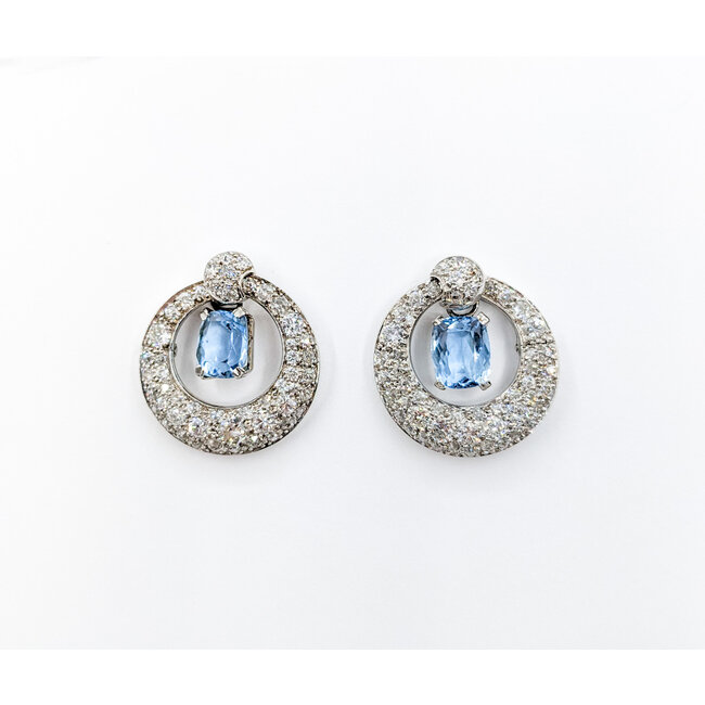 Earrings 2.84ctw Diamonds 3.45ctw Aquamarine Plat/14k 222100091