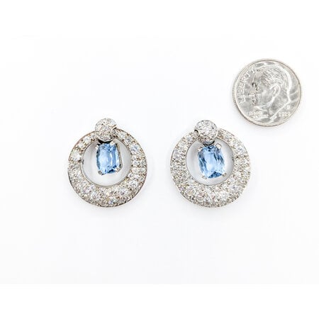 Earrings 2.84ctw Diamonds 3.45ctw Aquamarine Plat/14k 222100091