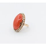  Ring Vintage 27x16mm Coral (29)2mm Seed Pearls 18ky Sz4.5 222070018