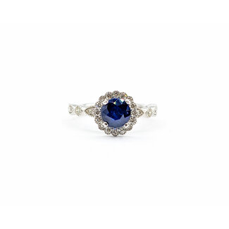 Ring .42ctw Diamonds 1.47ct Sapphire 950pt Sz7 123040051