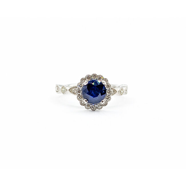Ring .42ctw Diamonds 1.47ct Sapphire 950pt Sz7 123040051
