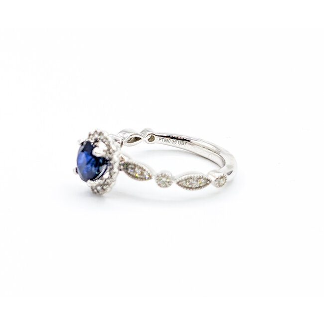 Ring .42ctw Diamonds 1.47ct Sapphire 950pt Sz7 123040051