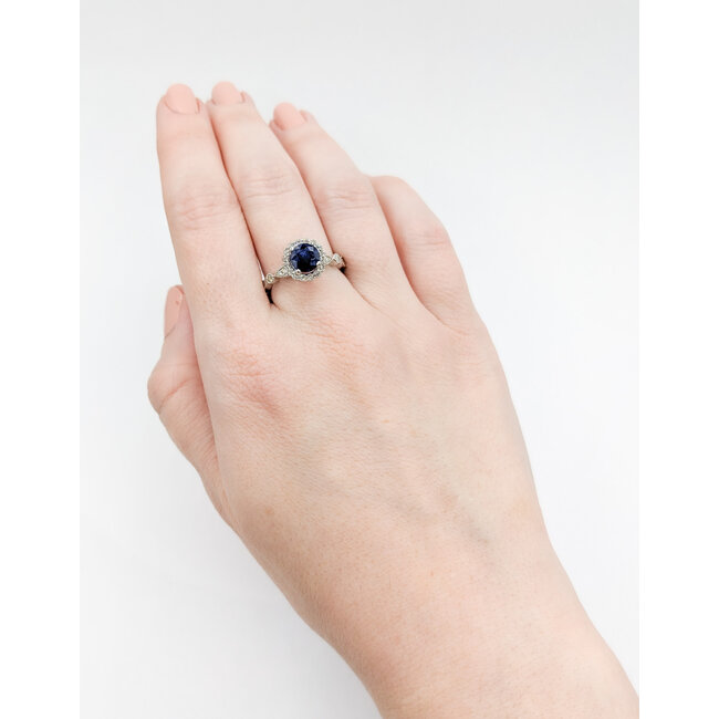 Ring .42ctw Diamonds 1.47ct Sapphire 950pt Sz7 123040051