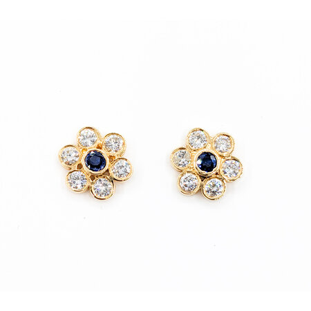 Earrings 2.04ctw Round Diamonds .42ctw Sapphires 14ky 12.5x13.5mm 222100110