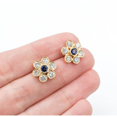 Earrings 2.04ctw Round Diamonds .42ctw Sapphires 14ky 12.5x13.5mm 222100110