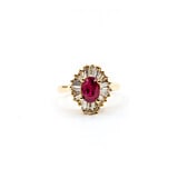  Ring 1.25ctw Tapered Baguettes Diamonds 1.00ct Ruby 14ky Sz6.5 122120154