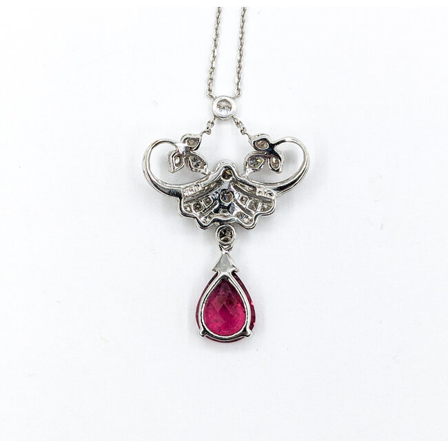 Necklace Lavaliere .35ctw Round Diamonds 1.65ct Tourmaline 18kw 15.25" 222100090