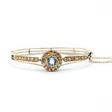  Bracelet Vintage 1.04ctw Round Diamonds 1.8ct Aquamarine 14ky 6.75" 222100107