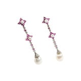  Earrings .21ctw Round Diamonds 10mm Pearls 14kw 57.50x10.5mm 221120039