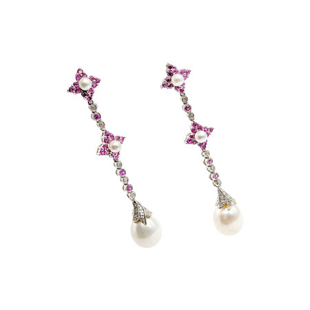 Earrings .21ctw Round Diamonds 10mm Pearls 14kw 57.50x10.5mm 221120039