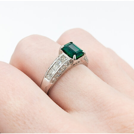 Ring .75ctw 1.13ct Emerald Diamonds 14kw Sz8.5 123040006