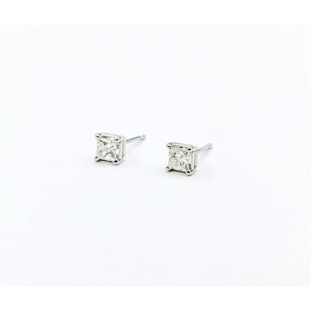 Earrings .50ctw Princess Diamonds 14kw 4.4x4.4 123090022