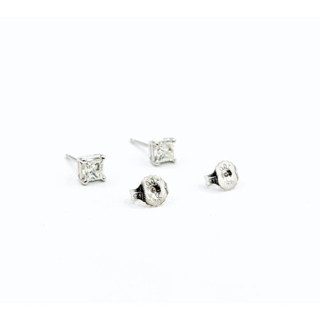 Earrings .50ctw Princess Diamonds 14kw 4.4x4.4 123090022