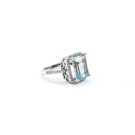 Ring .35ctw Round Diamonds 5.65ct Aquamarine 14kw Sz6.5 223030049