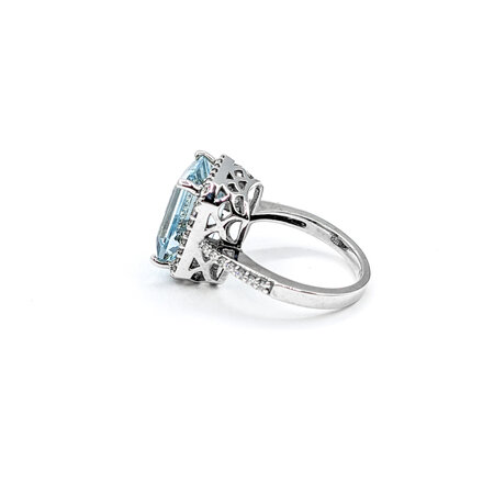 Ring .35ctw Round Diamonds 5.65ct Aquamarine 14kw Sz6.5 223030049
