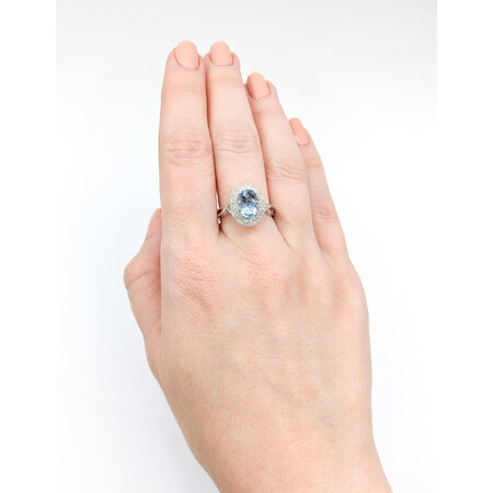 Ring .50ctw Diamonds 1.8ct Aquamarine 18kw Sz7 123020129