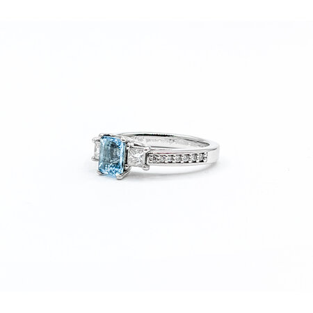 Ring .50ctw Diamonds .83ct Aquamarine 14kw Sz7 123040073