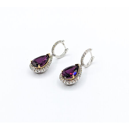 Earrings Dangle .76ctw Diamonds 7ctw Rhodolite Garnet 14kw 1x.4" 123060158