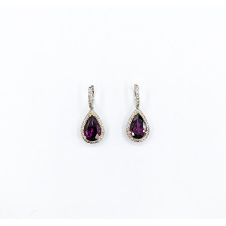 Earrings Dangle .76ctw Diamonds 7ctw Rhodolite Garnet 14kw 1x.4" 123060158