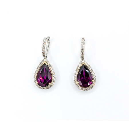 Earrings Dangle .76ctw Diamonds 7ctw Rhodolite Garnet 14kw 1x.4" 123060158