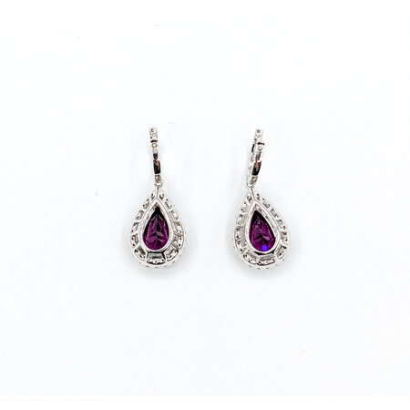 Earrings Dangle .76ctw Diamonds 7ctw Rhodolite Garnet 14kw 1x.4" 123060158