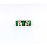  Ring .12ctw Round Diamonds (3)5x3mm Emeralds 14ky Sz5.5 223010009