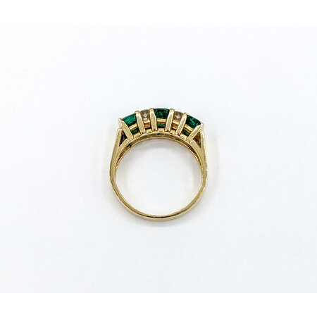 Ring .12ctw Round Diamonds (3)5x3mm Emeralds 14ky Sz5.5 223010009