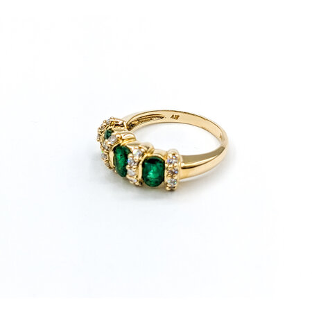 Ring .20ctw Round Diamonds 1.20ctw Emeralds 14ky Sz7.5 223040105