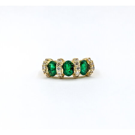 Ring .20ctw Round Diamonds 1.20ctw Emeralds 14ky Sz7.5 223040105