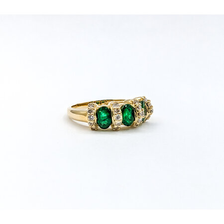 Ring .20ctw Round Diamonds 1.20ctw Emeralds 14ky Sz7.5 223040105