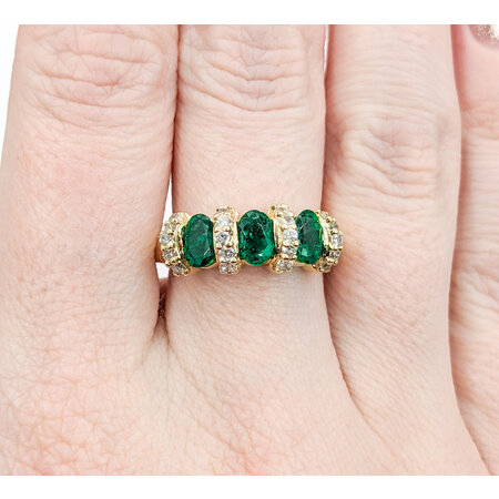 Ring .20ctw Round Diamonds 1.20ctw Emeralds 14ky Sz7.5 223040105