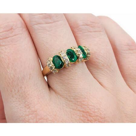 Ring .20ctw Round Diamonds 1.20ctw Emeralds 14ky Sz7.5 223040105