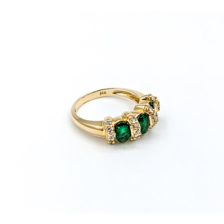 Ring .20ctw Round Diamonds 1.20ctw Emeralds 14ky Sz7.5 223040105