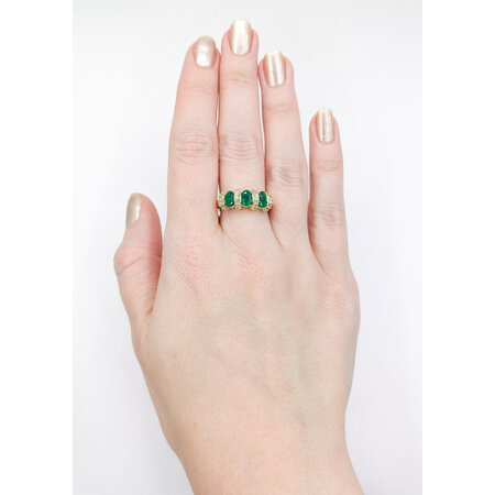 Ring .20ctw Round Diamonds 1.20ctw Emeralds 14ky Sz7.5 223040105