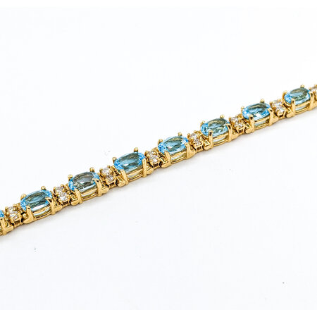 Bracelet .50ctw Round Diamonds 4x6 Topaz 14ky 6.5" 223040064